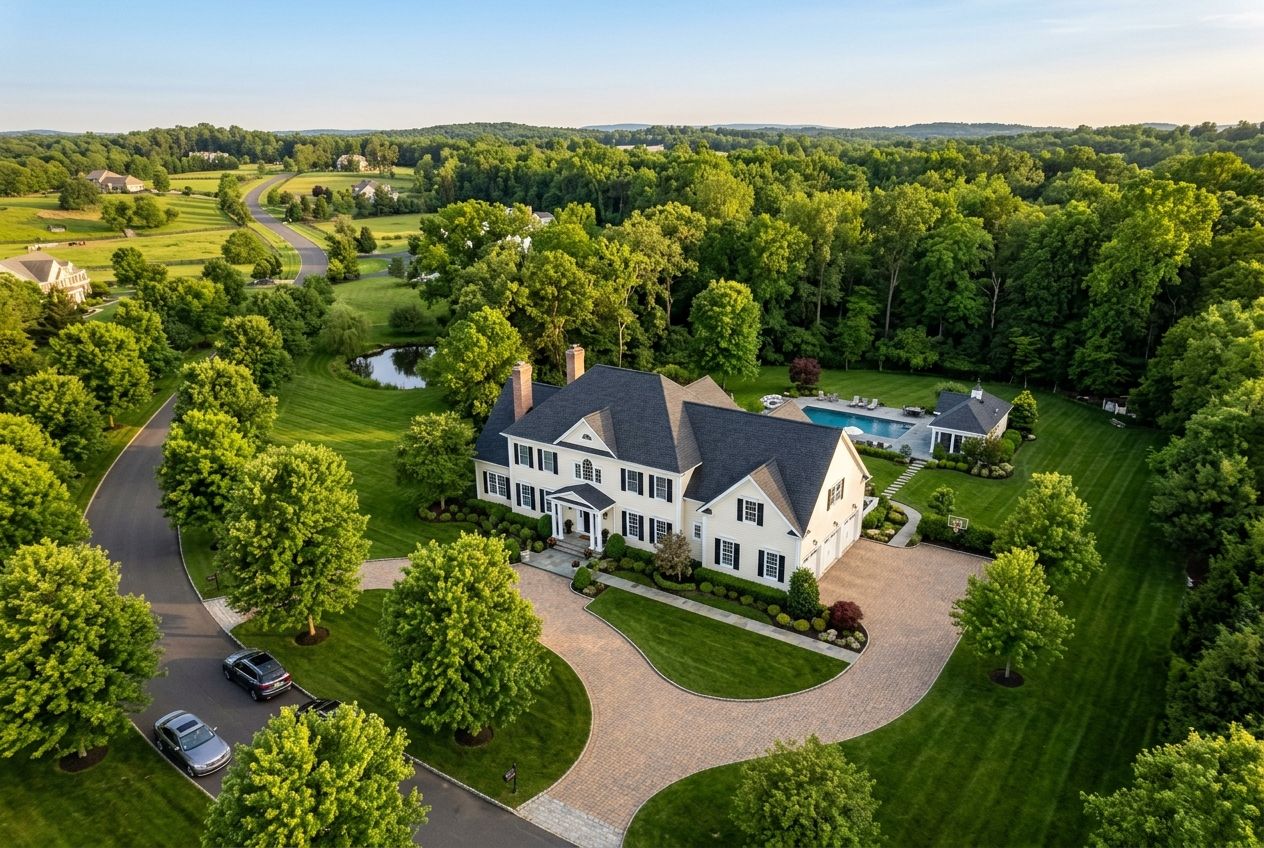 Aerial view of a Colts Neck, NJ home